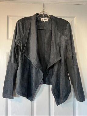 BB Dakota Charcoal Open-Front Draped Jacket